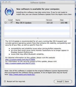 Apple обновила Mac OS X Leopard до версии 10.5.8