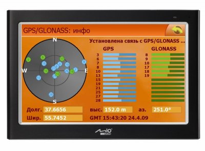 Mio C725 поддерживает ГЛОНАСС