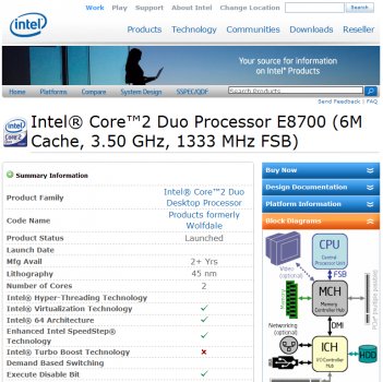 Intel незаметно выпускает Core 2 Duo E8700