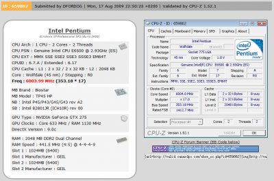 Pentium E6500 разогнан до 6 ГГц