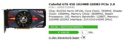 GeForce GTS 450: видеокарта в продаже, характеристики известны