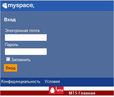 MySpace для абонентов МТС