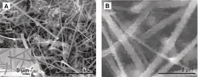 На картинке справа – нанотрубки, заполненные литием (при том же увеличении)