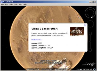 В Google Earth появились 3D-карты Марса