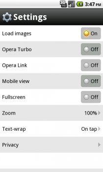 Opera Mobile 10.1 для Android – бета-версия