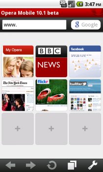 Opera Mobile 10.1 для Android – бета-версия