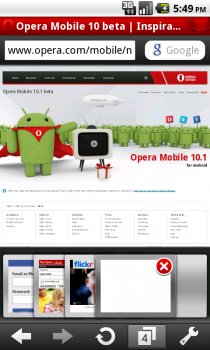 Opera Mobile 10.1 для Android – бета-версия