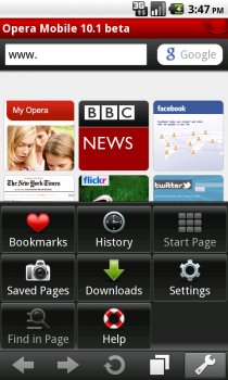 Opera Mobile 10.1 для Android – бета-версия