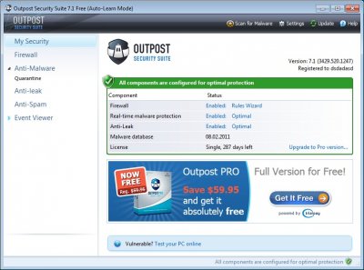 Outpost Security Suite Free 7.1 – новая версия